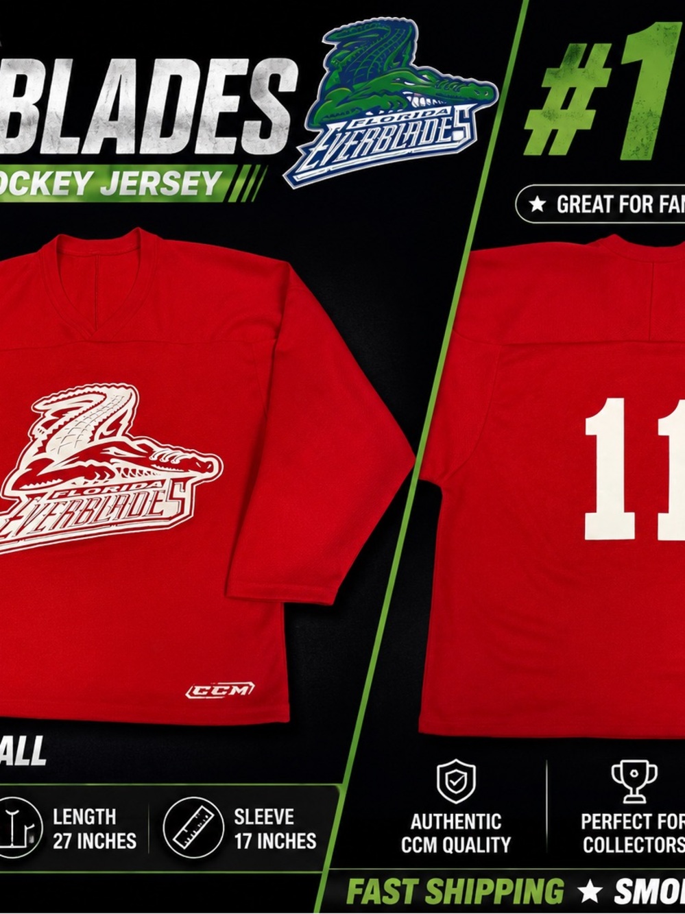 CCM Red Hockey Jersey with White Number